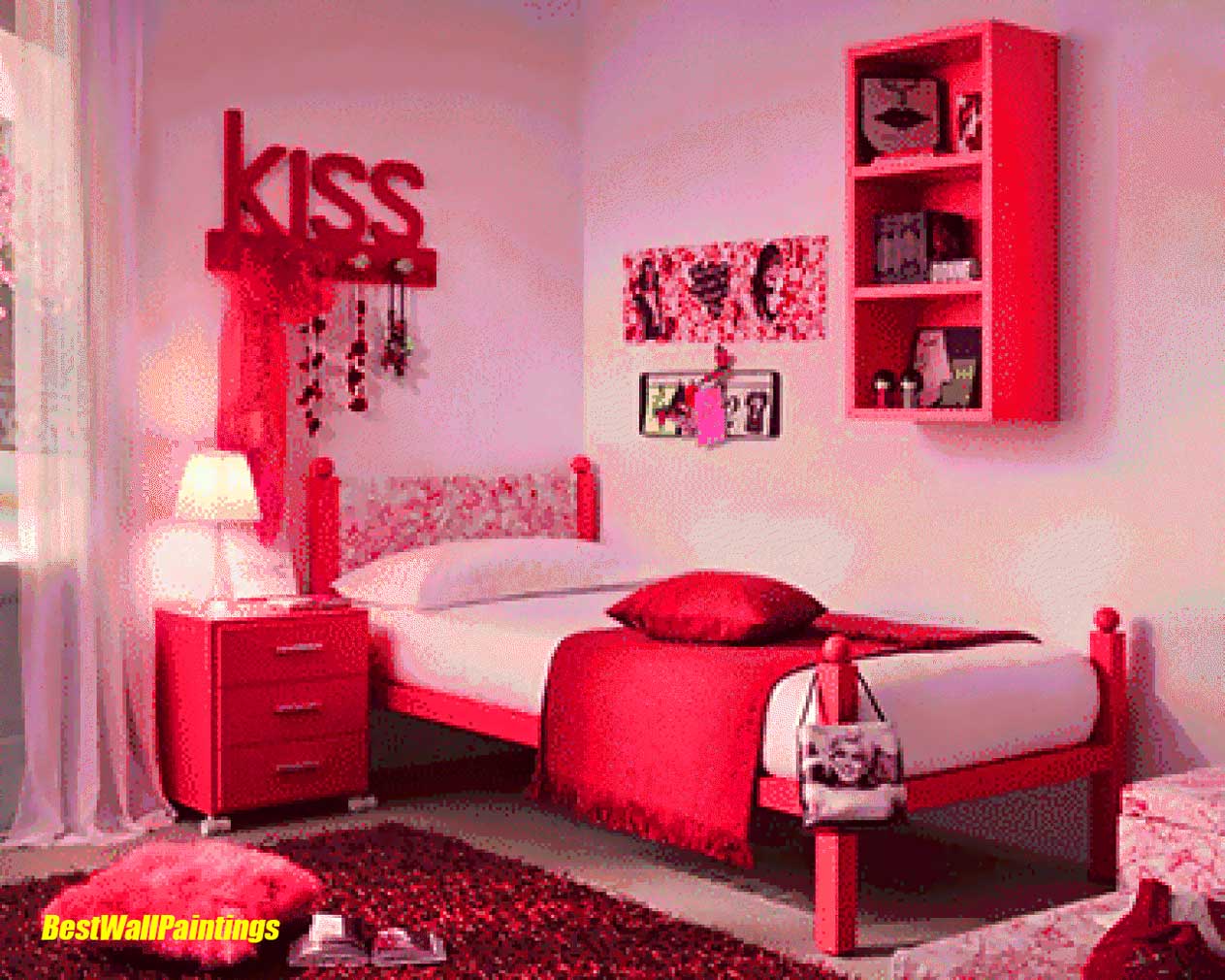 Red Bedroom Wall Ideas For Teenage Girl