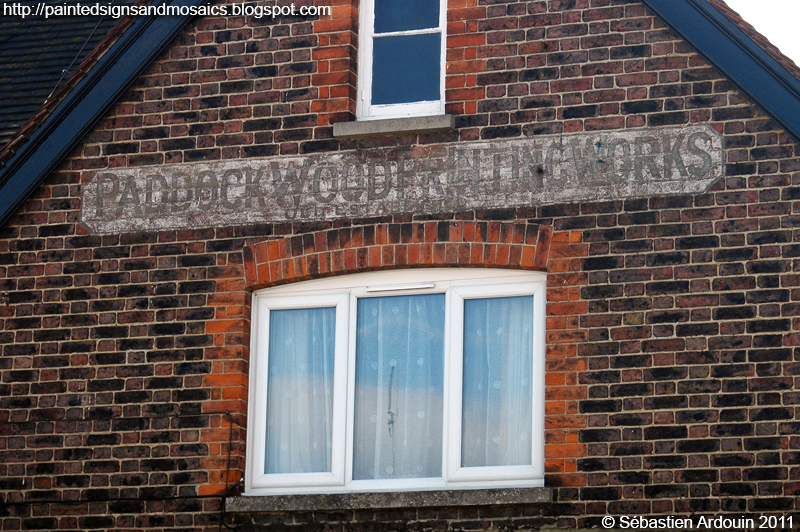 Painted signs and mosaics Paddock Wood printing works, Paddock Wood