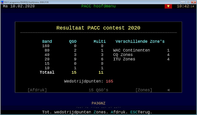 Resultaten PACC 2020 PA3GNZ