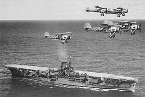 WW2 Battle of Atlanticf -Hunt for Bismarck - photo HMS Ark Royal and Swordfish