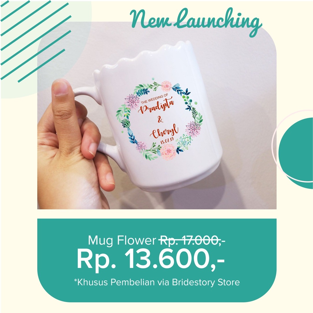 PROMO PAKET SOUVENIR PERNIKAHAN MUG FLOWER Wedding Mug dan Souvenir