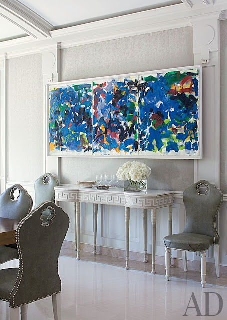 Monday Blues: Interiors with blue abstract paintings