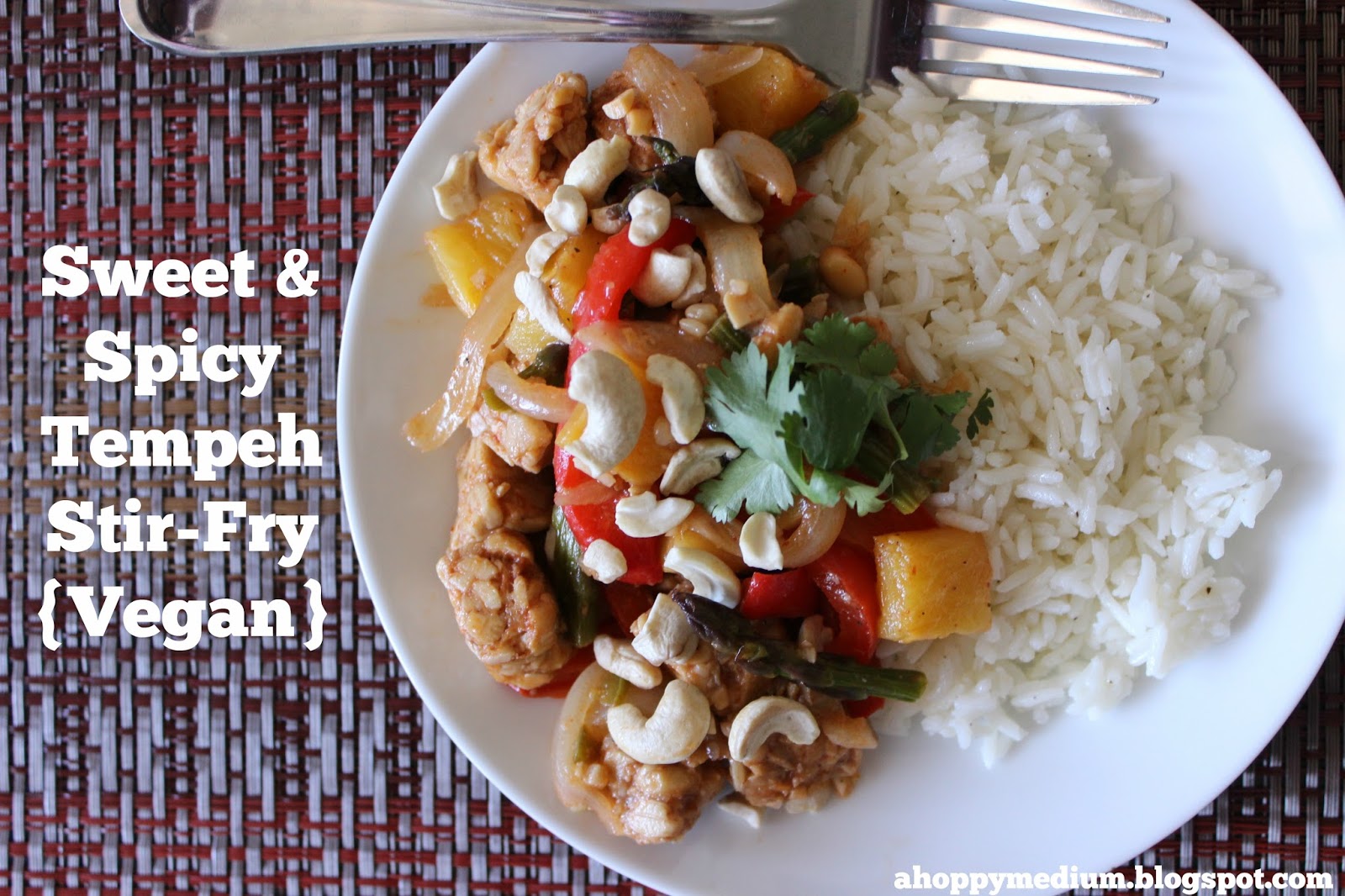 A Hoppy Medium Sweet and Spicy Tempeh StirFry {Vegan}