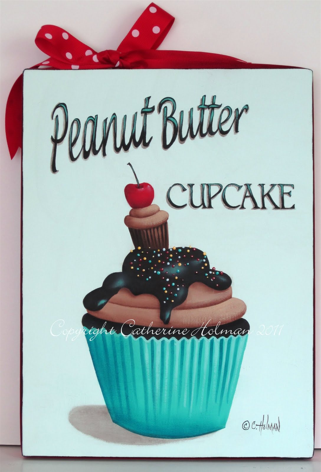 Catherine Holman Folk Art Peanut Butter Cupcake Painting and Joplin, MO
