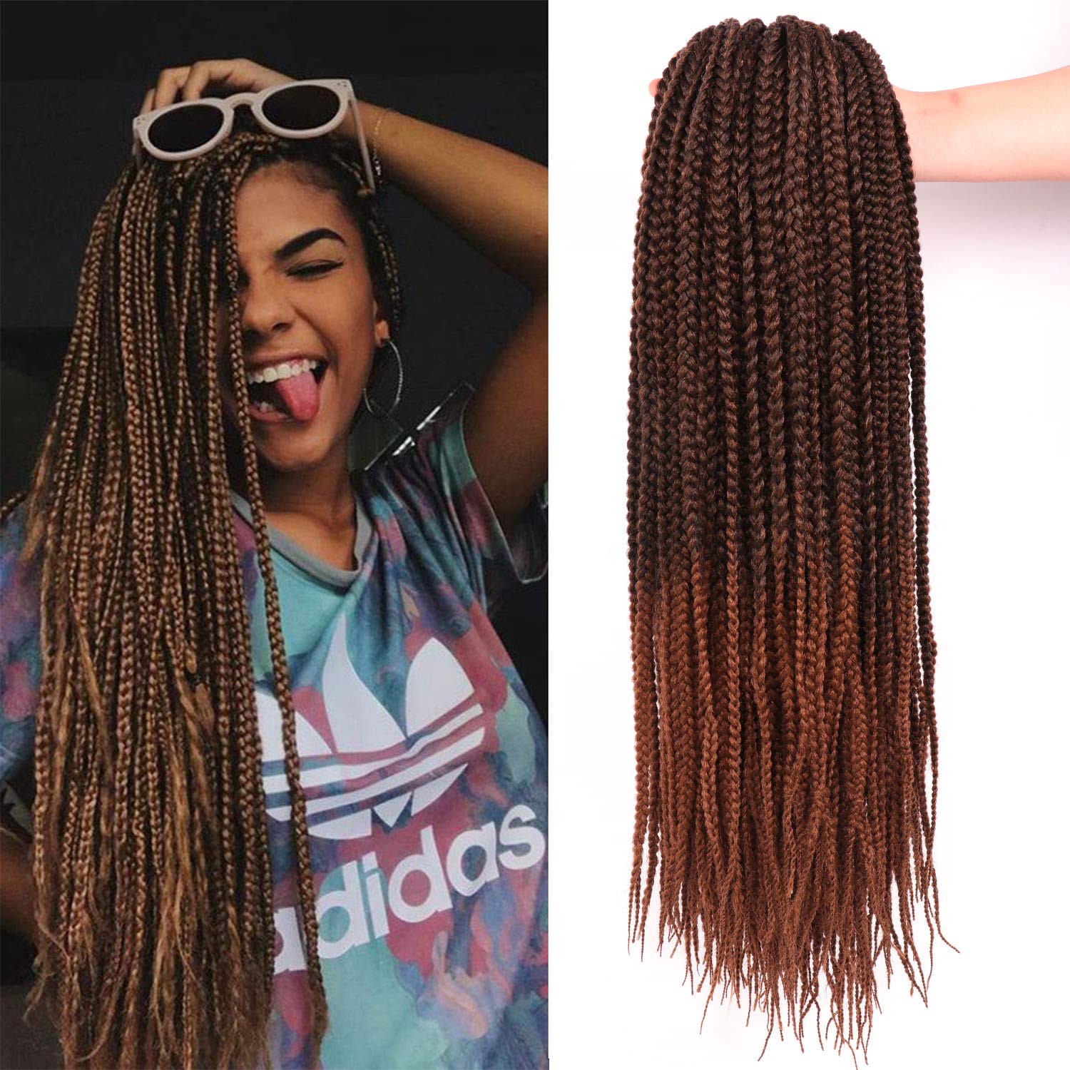 Medium Box Braids Crochet Hair Extensions Synthetic Hair