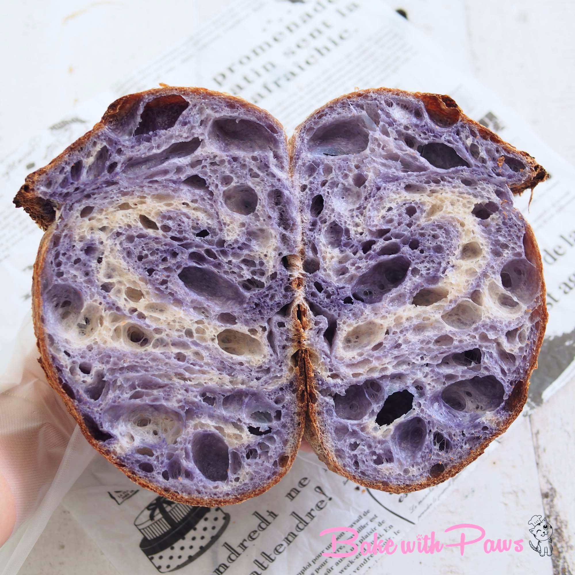 Marbled Butterfly Pea Flower Sourdough Bread BAKE WITH PAWS