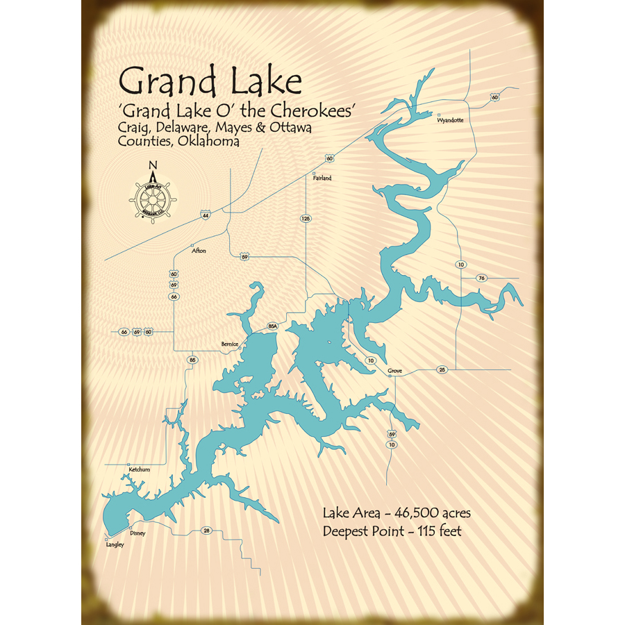 32 Grand Lake Of The Cherokees Map
