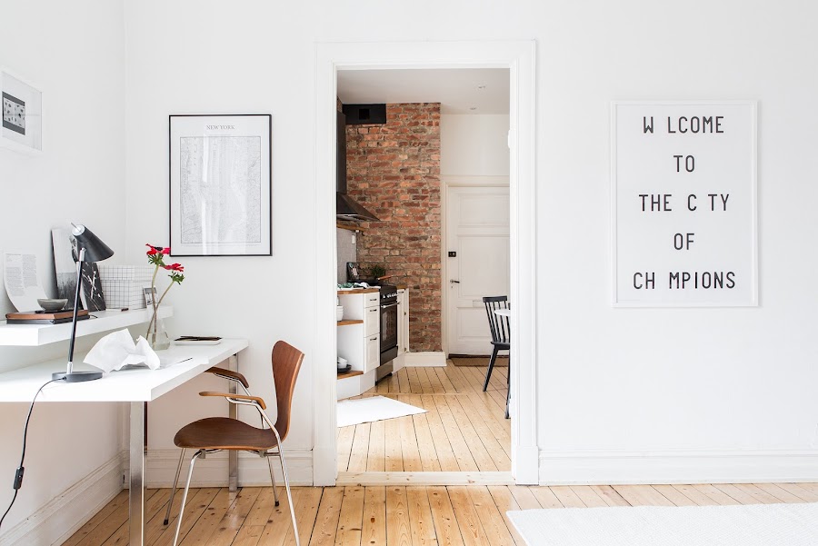 escritorio, estilo nordico, zona de trabajo en casa, silla, escritorio blanco, como decorar, decoracion nordica, estilo nordico