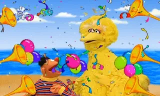 Big Bird finds Ernie in a submarine at the beach. Journey to Ernie Beach. Sesame Street Episode 4070, Season 35