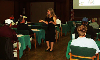 Rebecca Black presenting a Business Etiquette Workshop