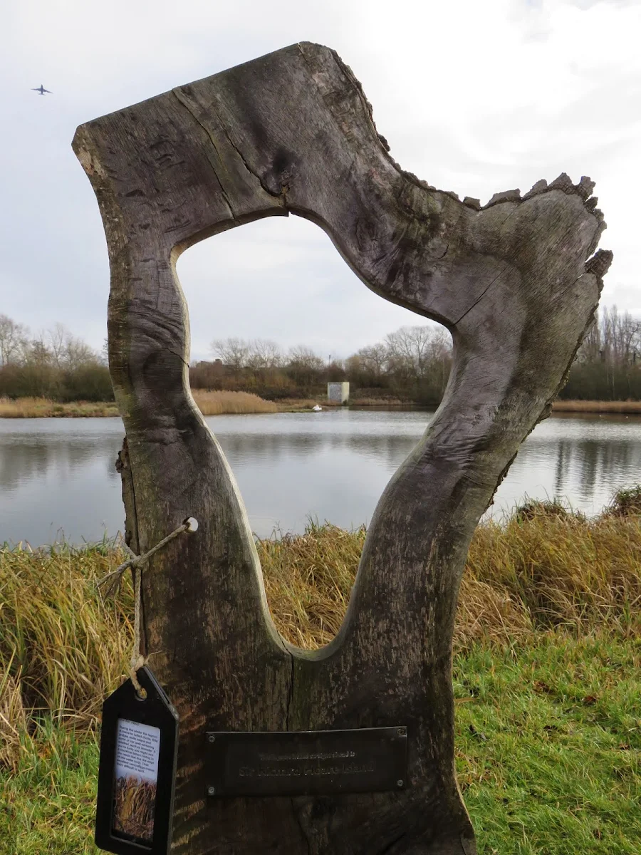 Sculpture at the Wildfowl and Wetland Trust London Sanctuary in winter