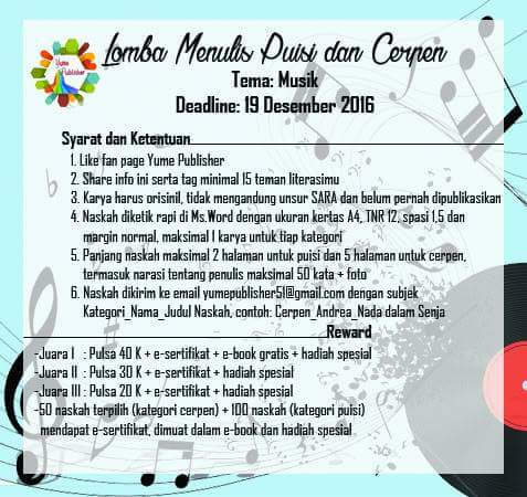 Info Lomba Menulis Puisi dan Cerpen Tema Musik DL. 19 ...
