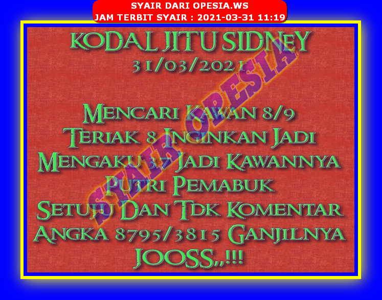 1 New Message Kode Syair Sydney 31 Maret 2021 Forum Syair Togel Hongkong Singapura Sydney