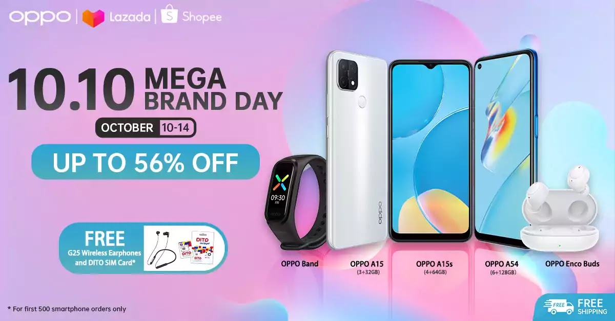Enjoy Up to 56% off on your favorite OPPO Gadgets at the 10.10 Mega Sale on Shopee and Lazada! OPPO 10.10 Mega Sale on Shopee and Lazada
