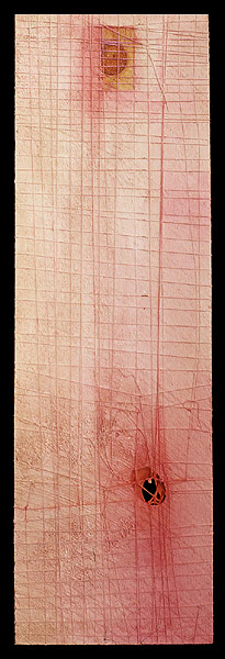 Skin/Flesh (backside), 1999. oil & mixed media on wood. 91.5 x 28.6 cm