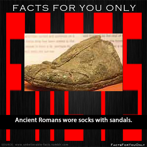 Facts For You Only Ancient Romans wore socks with sandals..