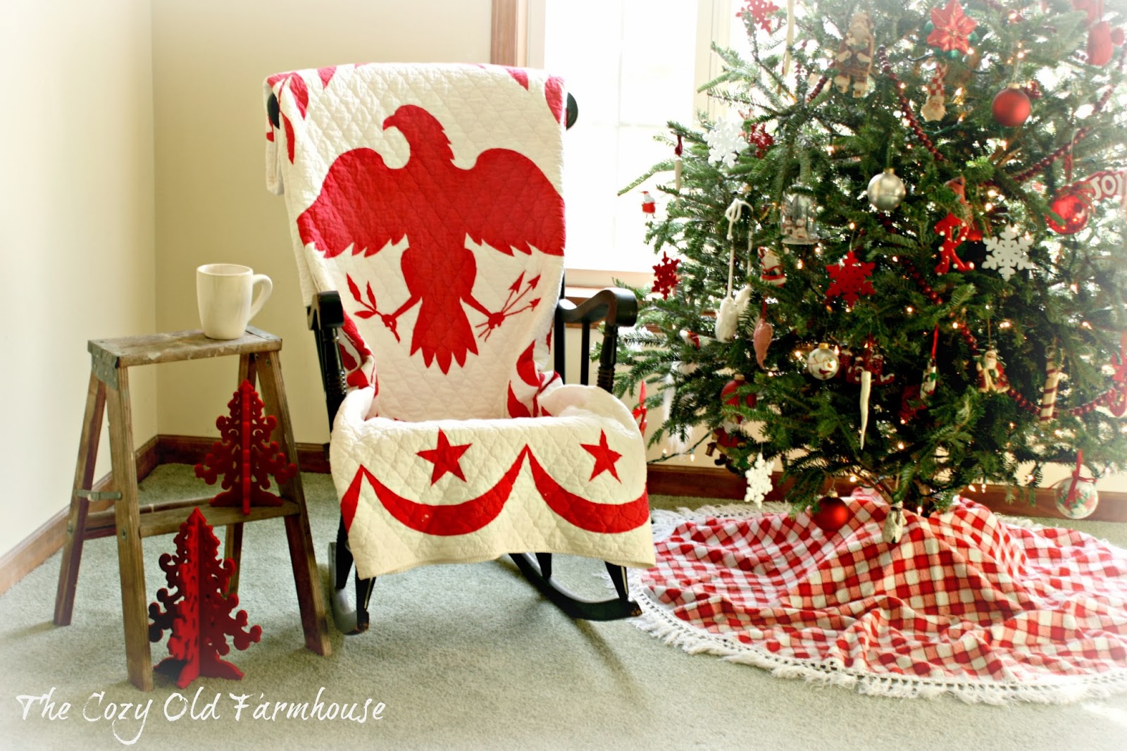 The Cozy Old "Farmhouse" Red and White Nordic Christmas Tree