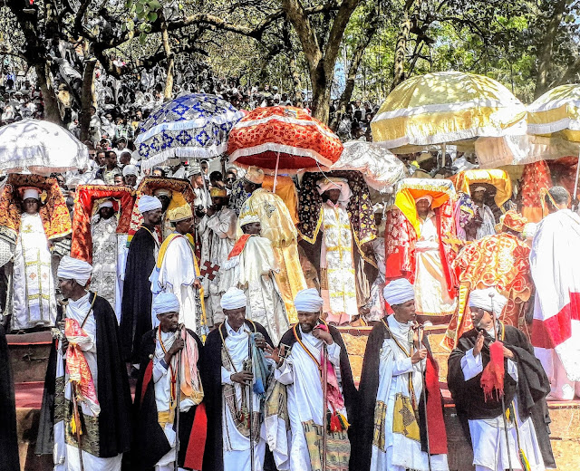 Ethiopian Christmas Genna priests meeting in Lalibela