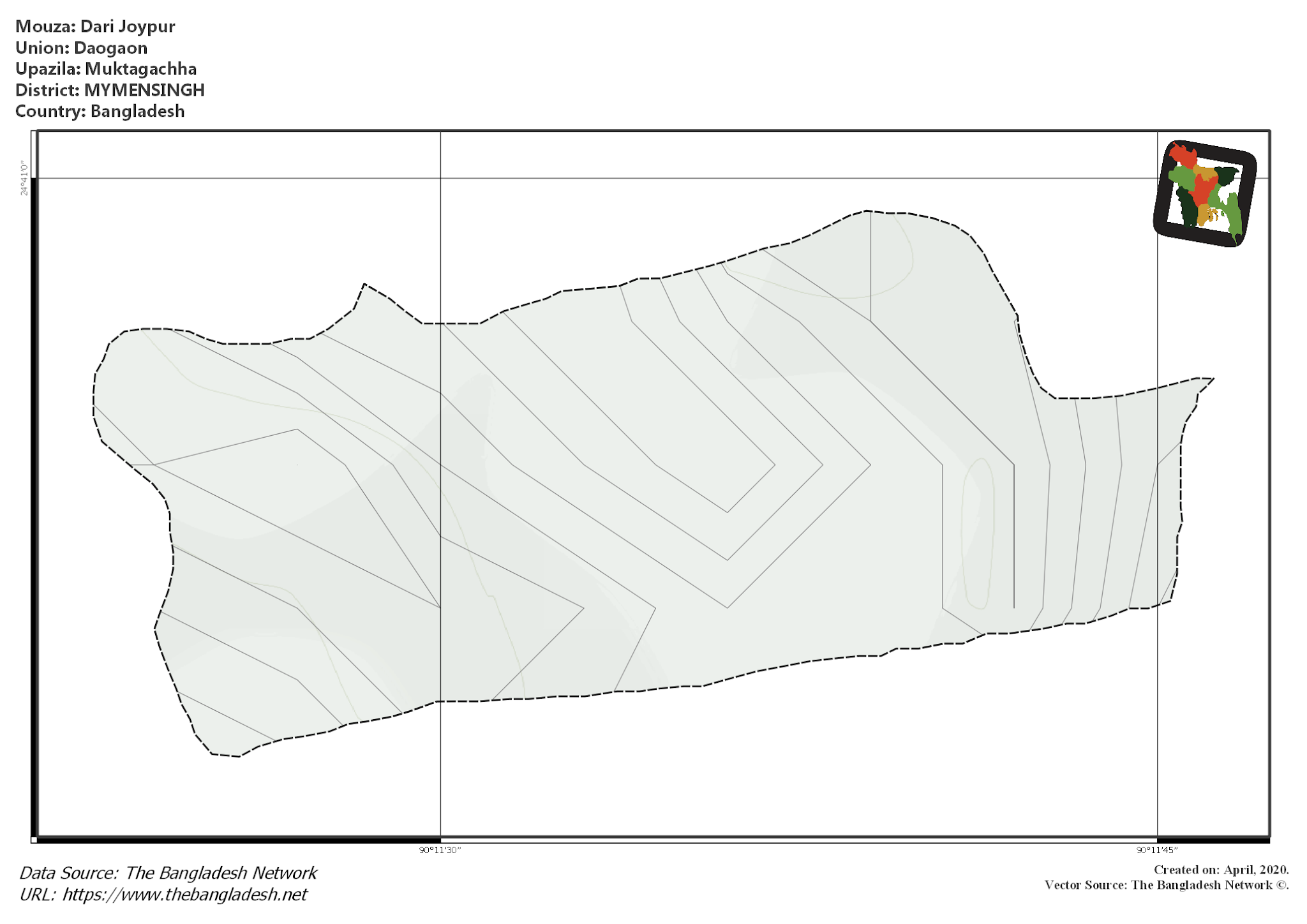 Map of Dari Joypur Mouza of Muktagachha Upazila, MYMENSINGH, Bangladesh.