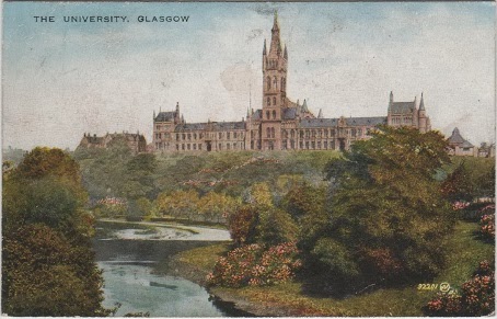 Vintage postcard of the University, Glasgow