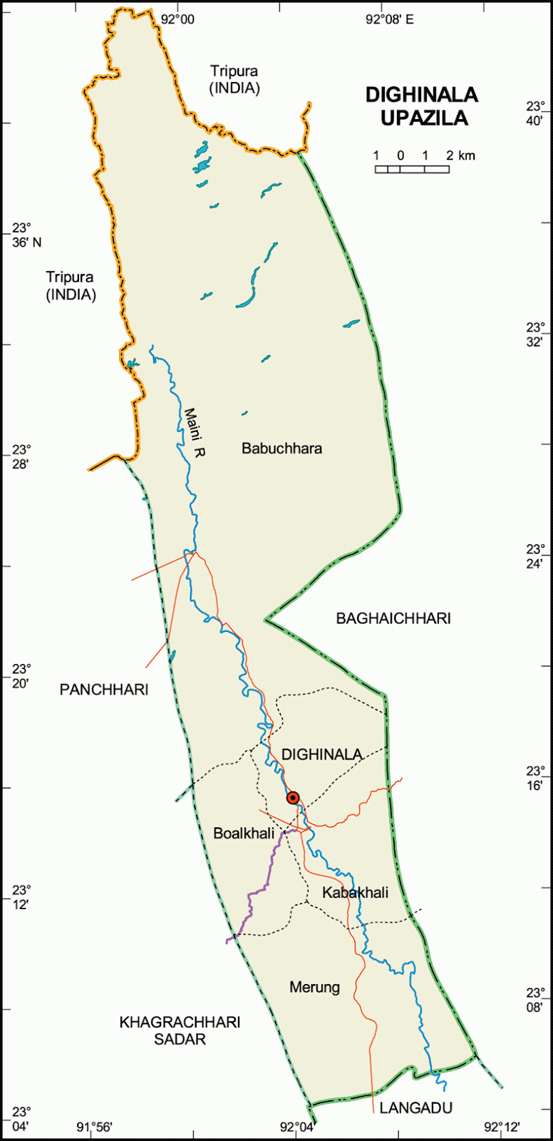 Dighinala Upazila Map Khagrachari District Bangladesh