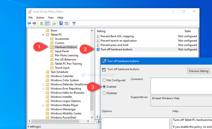 Cómo habilitar o deshabilitar los botones de hardware en Windows 10 Tablet PC