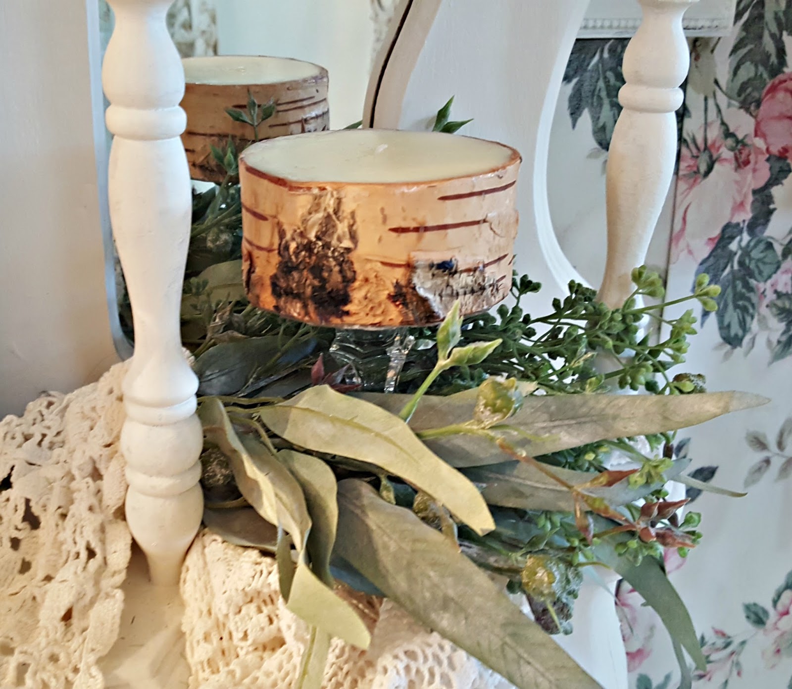 Penny's Vintage Home Birch Candles and Spring Tulips