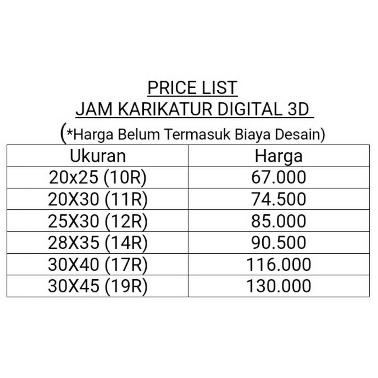 Karikaturnya Digital Harga Figura dan Cetak