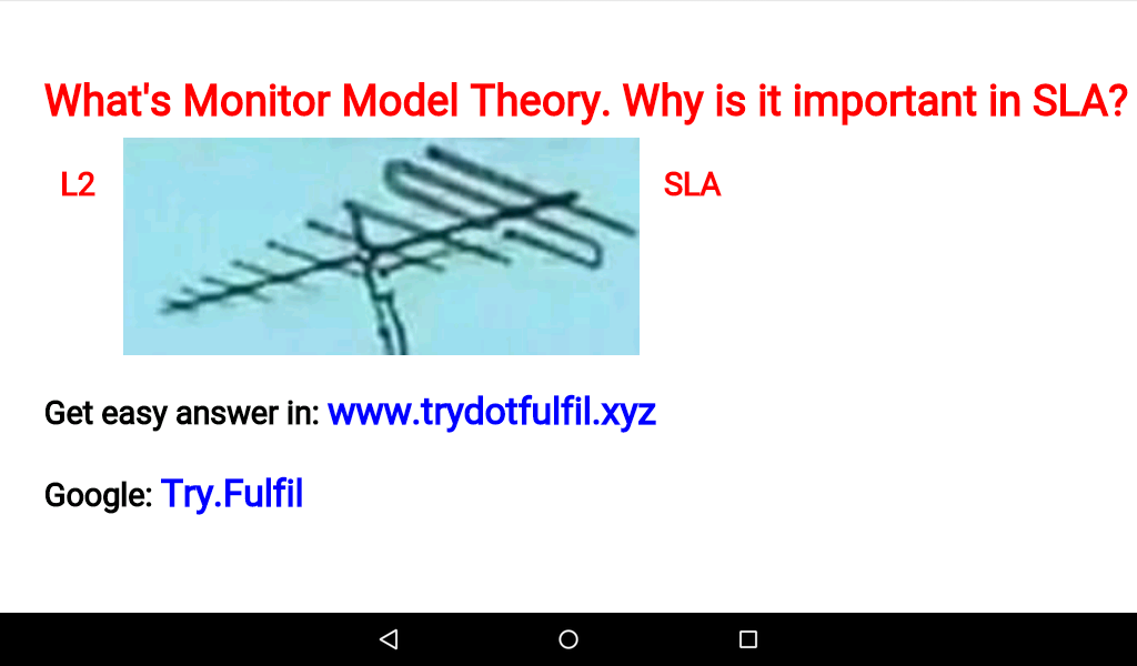 Monitor Model Theory in SLA or Second Language Acquisition