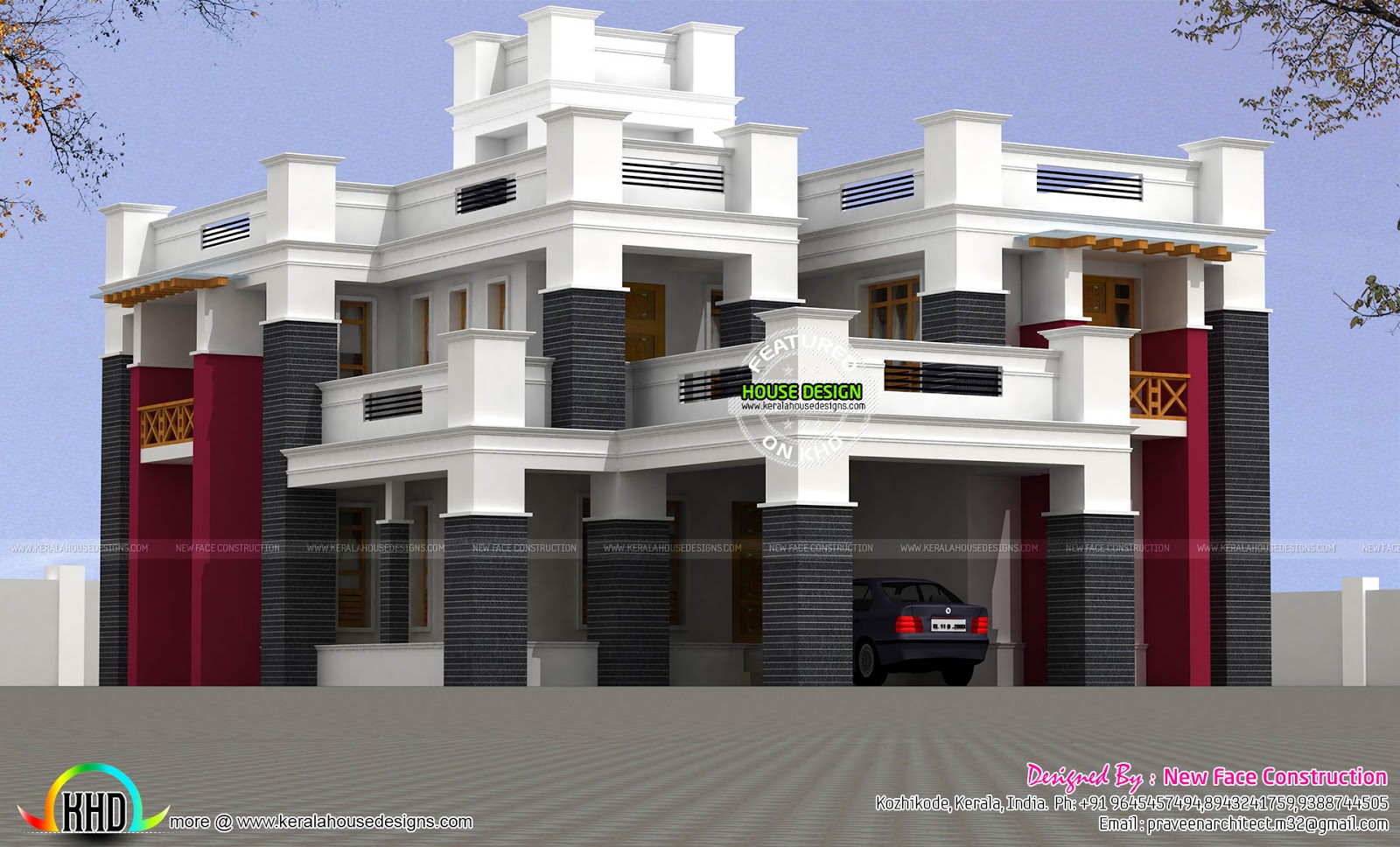 Decorative box type 2900 sqft home Kerala home design and floor