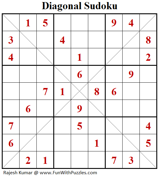 Diagonal Sudoku (Fun With Sudoku #122)