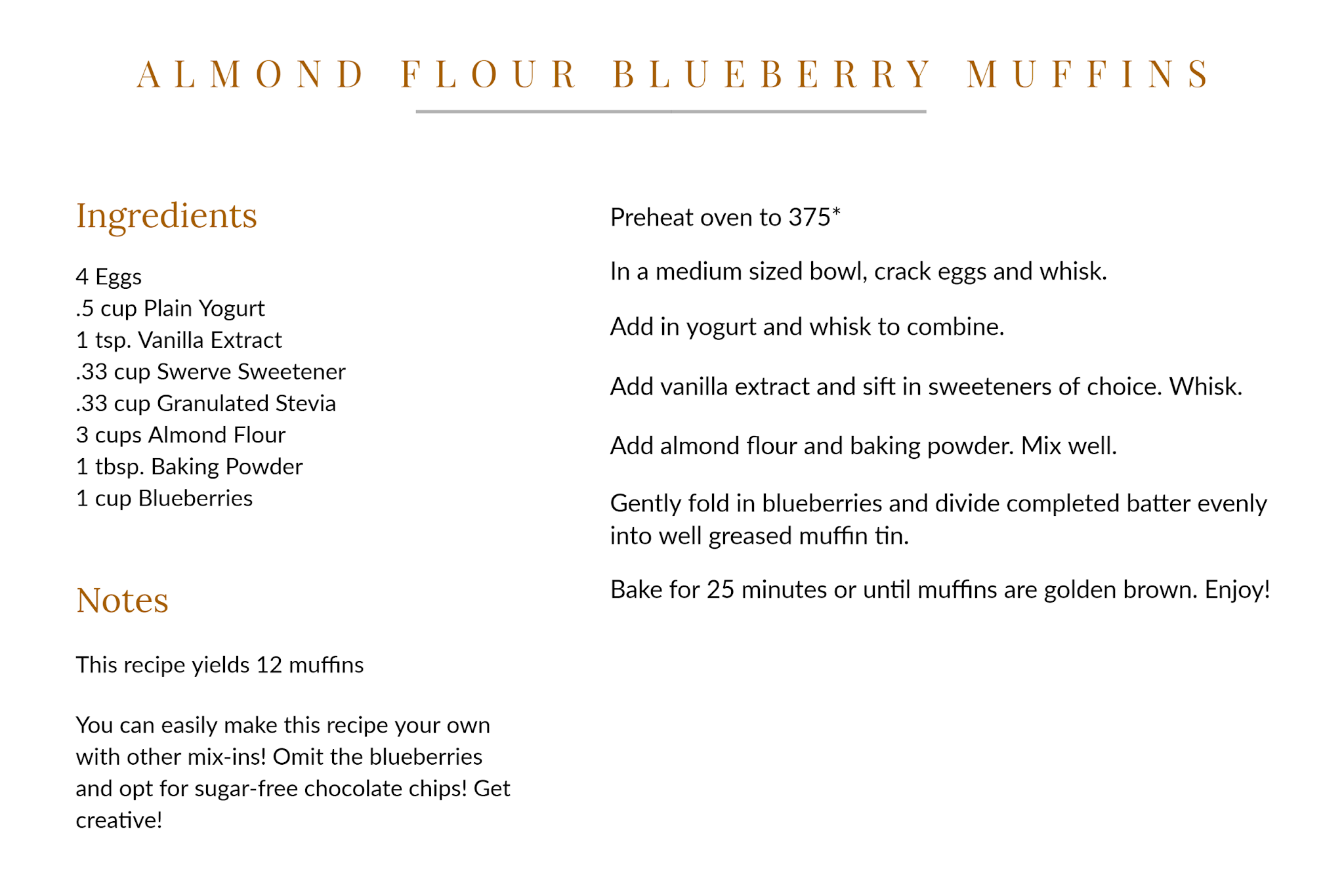 Almond Flour Blueberry Muffins