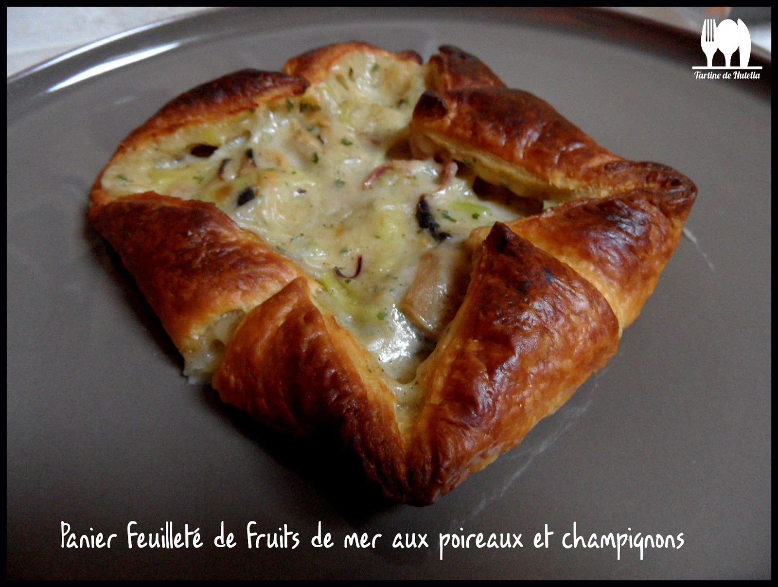 Panier feuilleté de fruits de mer aux poireaux et champignons Food Addict