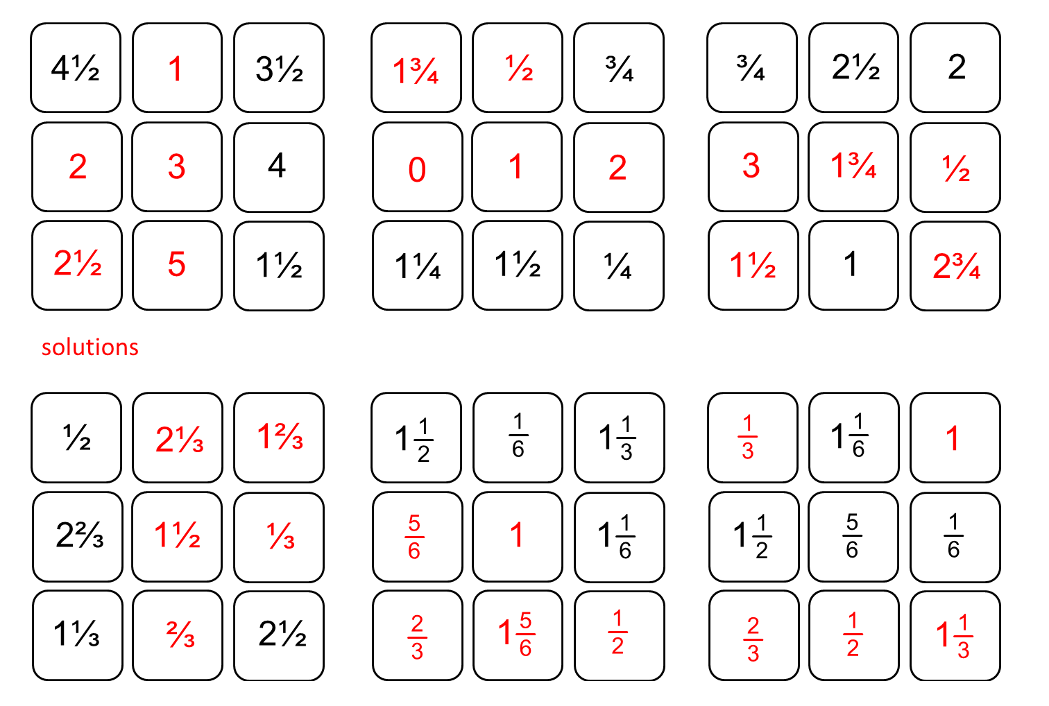 Median Don Steward Magic Squares Fraction Practice