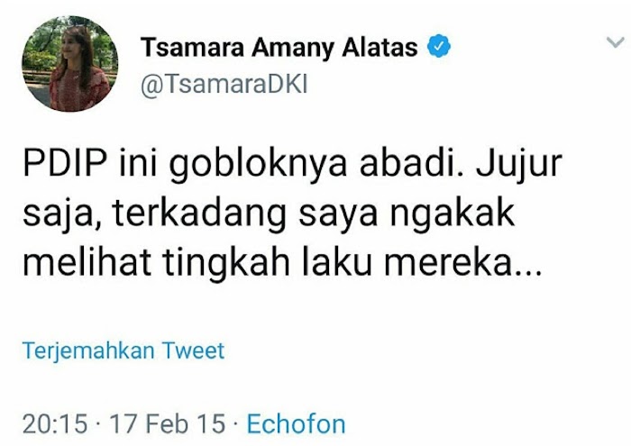 WADUH! Netizen Bongkar Twit Tsamara Soal PDIP... NGERI!