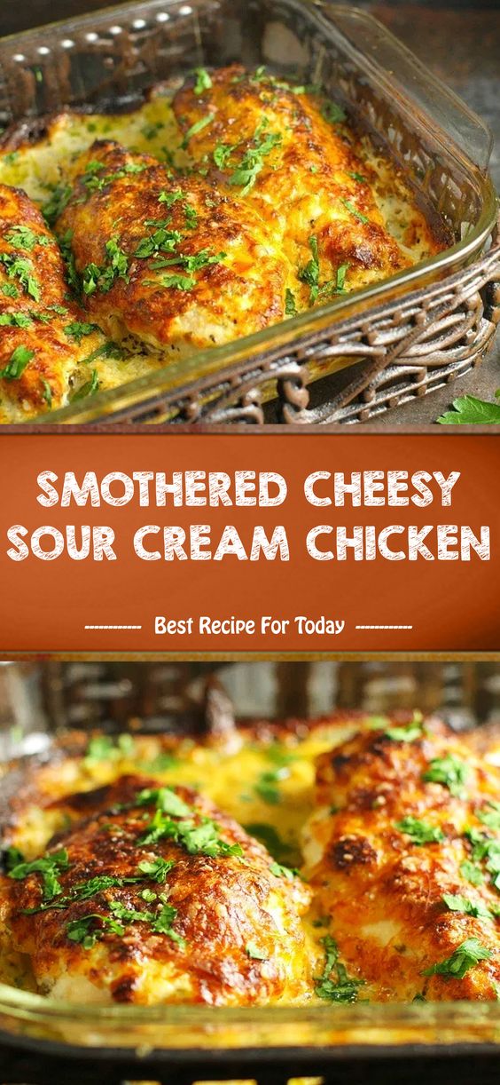 SMOTHERED CHEESY SOUR CREAM CHICKEN - Potatoes Comfort