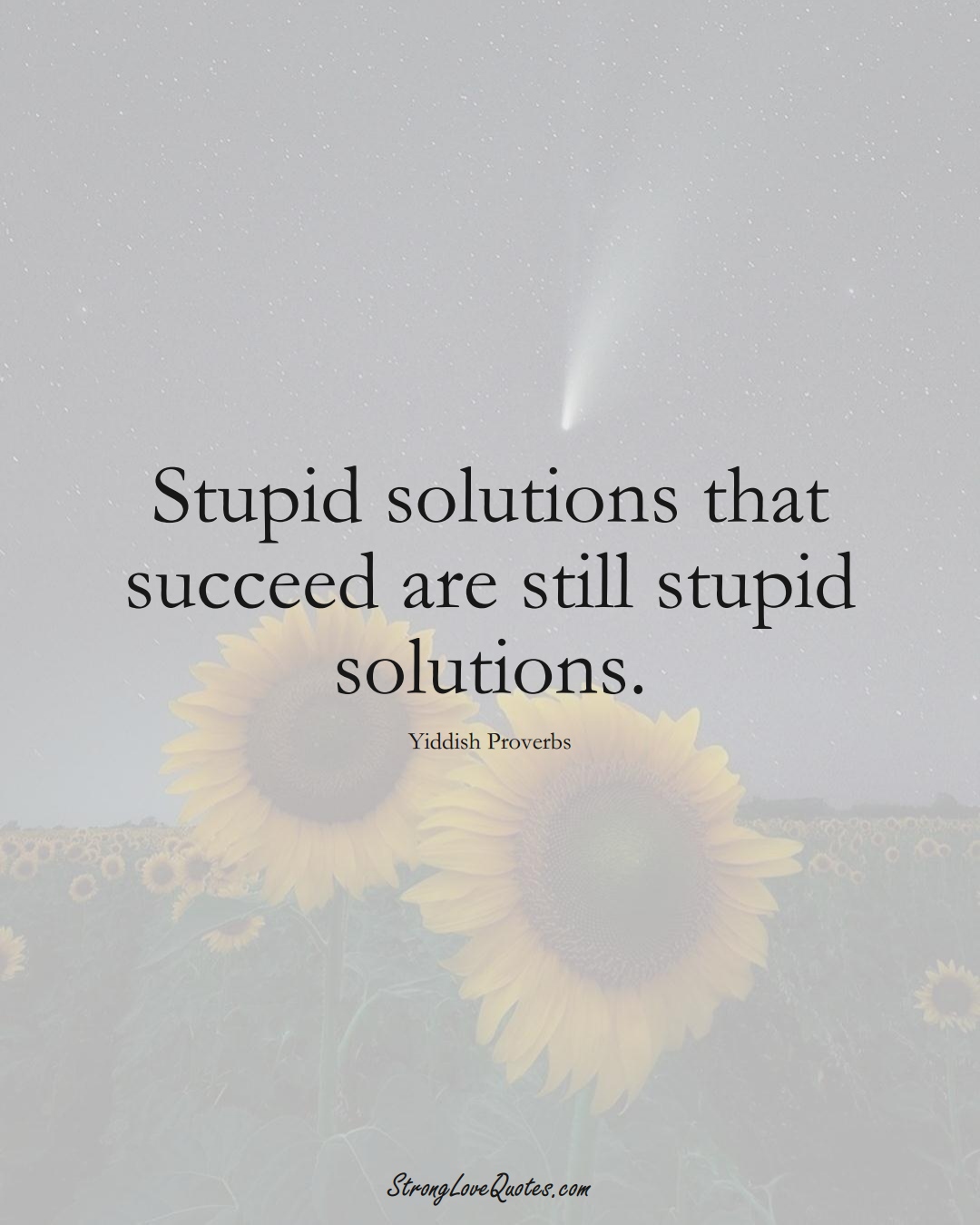 Stupid solutions that succeed are still stupid solutions. (Yiddish Sayings);  #aVarietyofCulturesSayings
