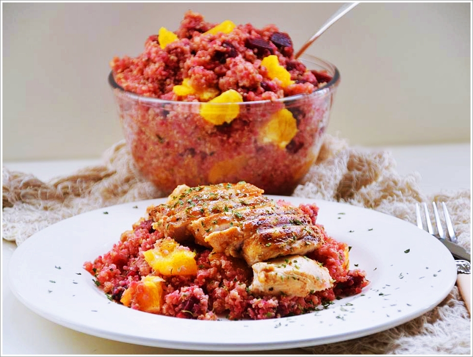 Frühlings-Quinoa-Rote-Bete-Salat mit Orange und frischer Minze