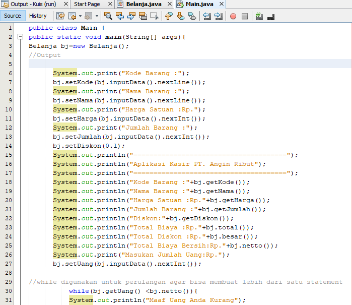 Coding Java Menggunakan Netbeans: Coding Java Struk Belanja Menggunakan ...