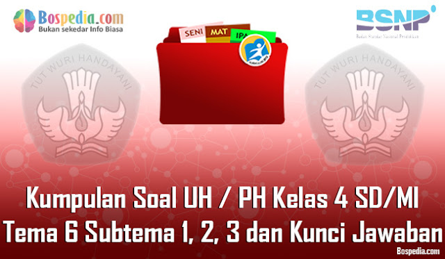 Kumpulan Soal UH / PH Kelas 4 SD/MI Tema 6 Subtema 1, 2, 3 dan Kunci Jawaban