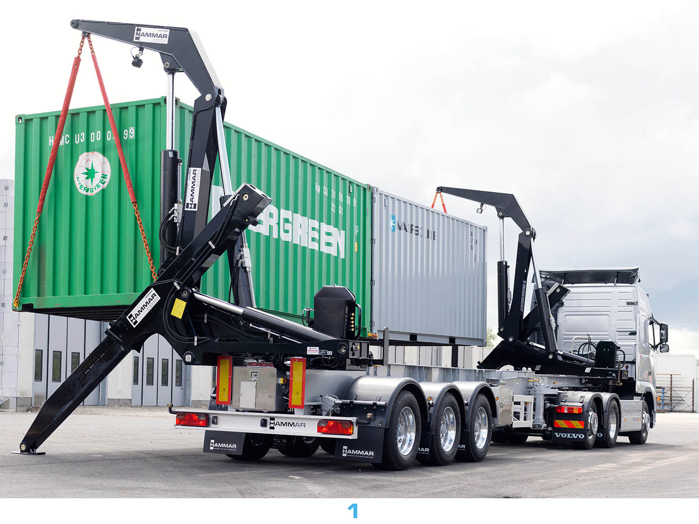 A truck consisting of a tractor attached to a semitrailer or trailer, used ...