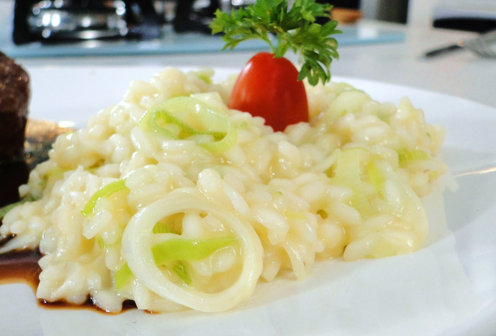 Pink e Dourado Culinária Risoto de alho póro