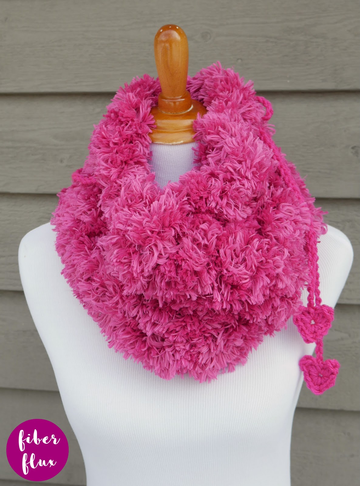 Fiber Flux Fluffy Hearts Valentine Cowl Free Crochet