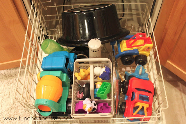 Toys in the dishwasher, from Fun Cheap or Free