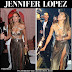 Jennifer Lopez in gold sequin cutout dress at her 50th birthday party
