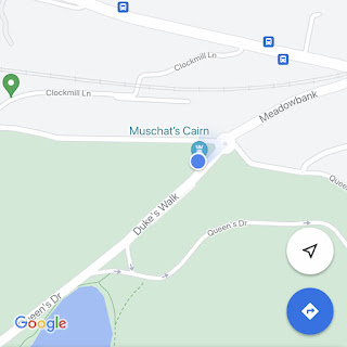 Google Map showing location of Skulferatu #40 by Muschet's or Muschat's Cairn, Holyrood Park, Edinburgh