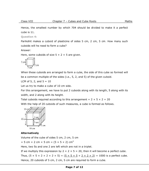 NCERT Solutions for Class 8 Maths Chapter 7 Cubes and Cube Roots