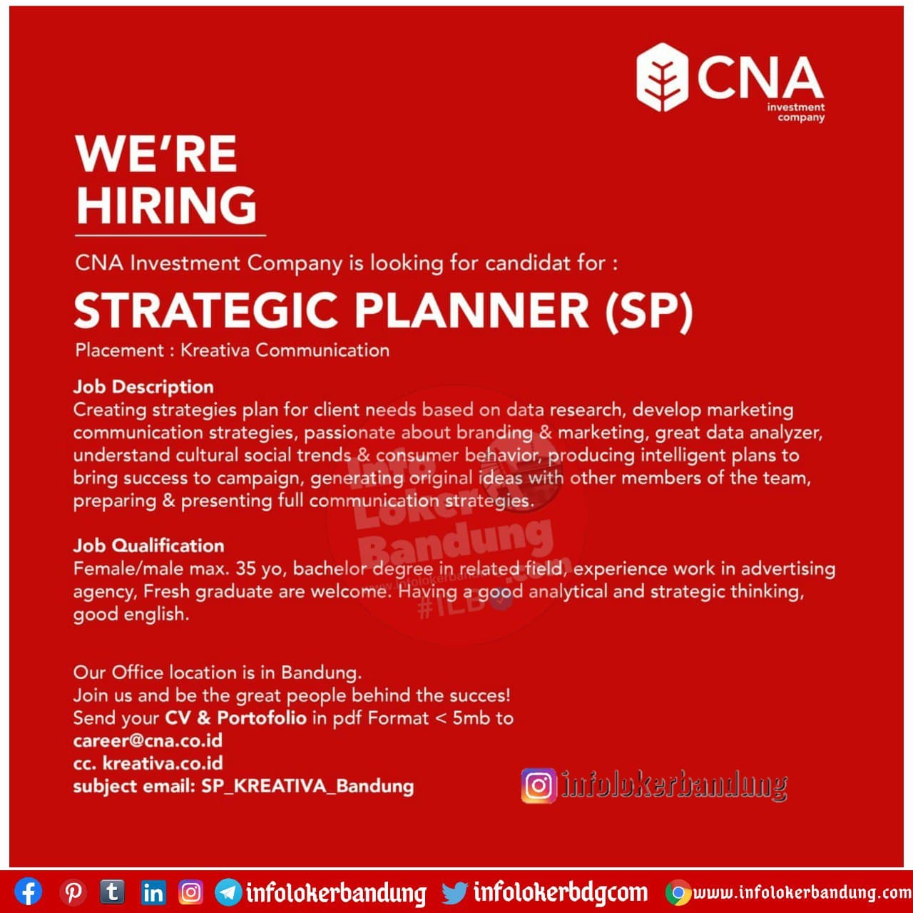 Lowongan Kerja CNA Investment Company Bandung Desember 2020