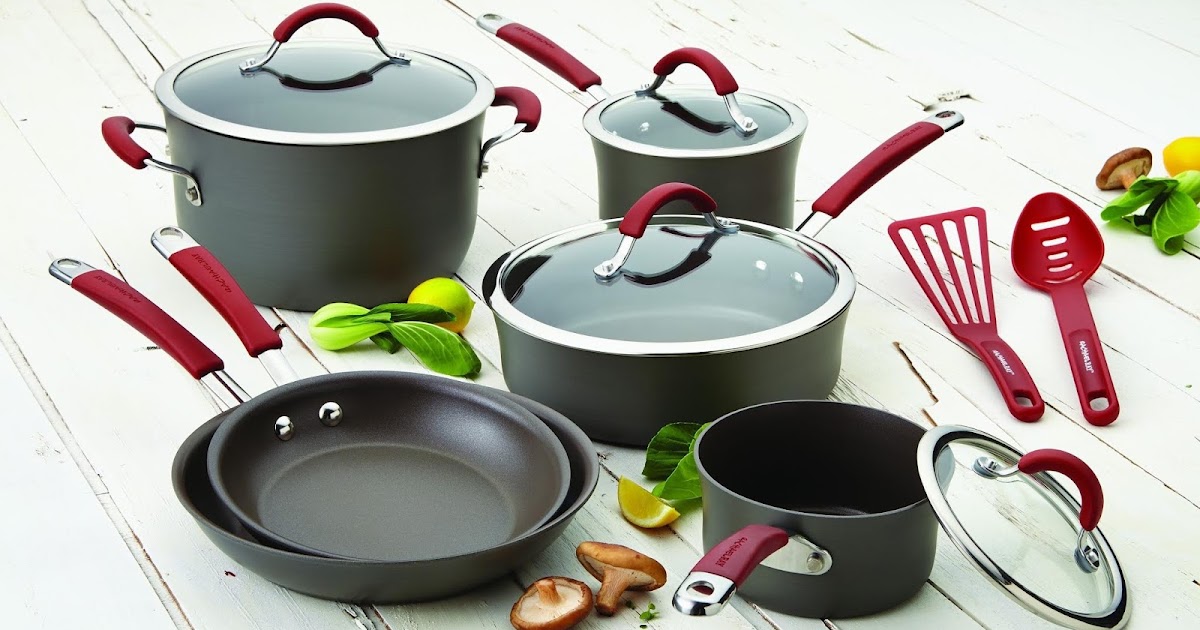 Rachael Ray Cucina Red/Grey Hardanodized Nonstick 12piece Cookware Set