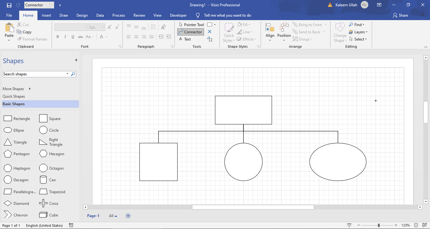 How to connect shapes in Microsoft Visio (ms visio) with the help of
